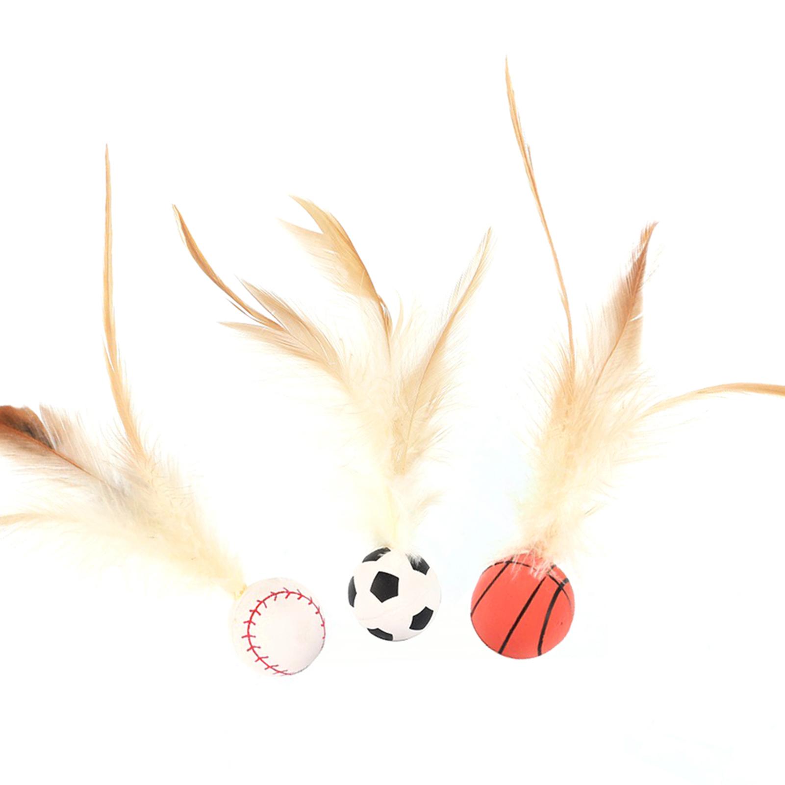 

3pcs Cat Interactive Ball Toys Bouncy Balls With Feathers For Indoor Cat High Rebound Pet Flutter Balls Pet Accessories 3pcs