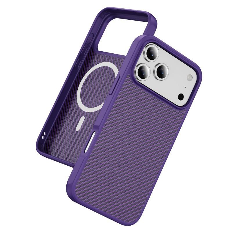 

Suitable IPhone 16pm Phone Case New Carbon Fiber Frame Apple 17 Magnetic Anti Drop 15 Protective iPhone 13 Pro фіолетовий