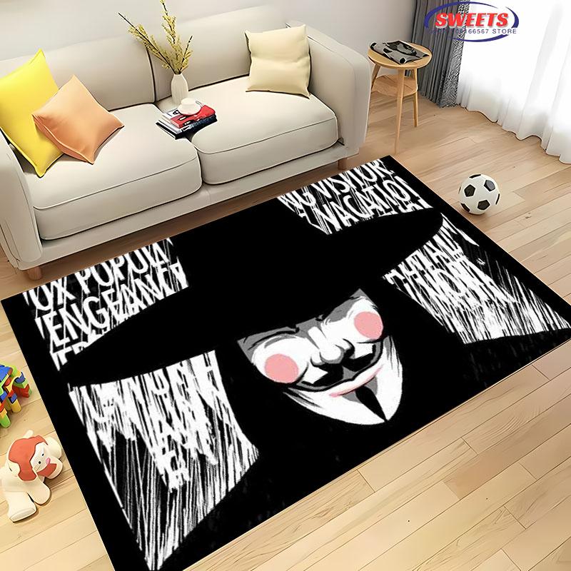 V for Vendetta Carpet! Bedroom Floor Mat, Living Room Bed Mat, Non-slip Exquisite Home Decoration, Durable Machine Washable Rug