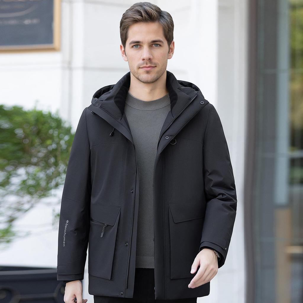 Men's Hooded Winter Down Jacket - Versatile, Thick, and Warm