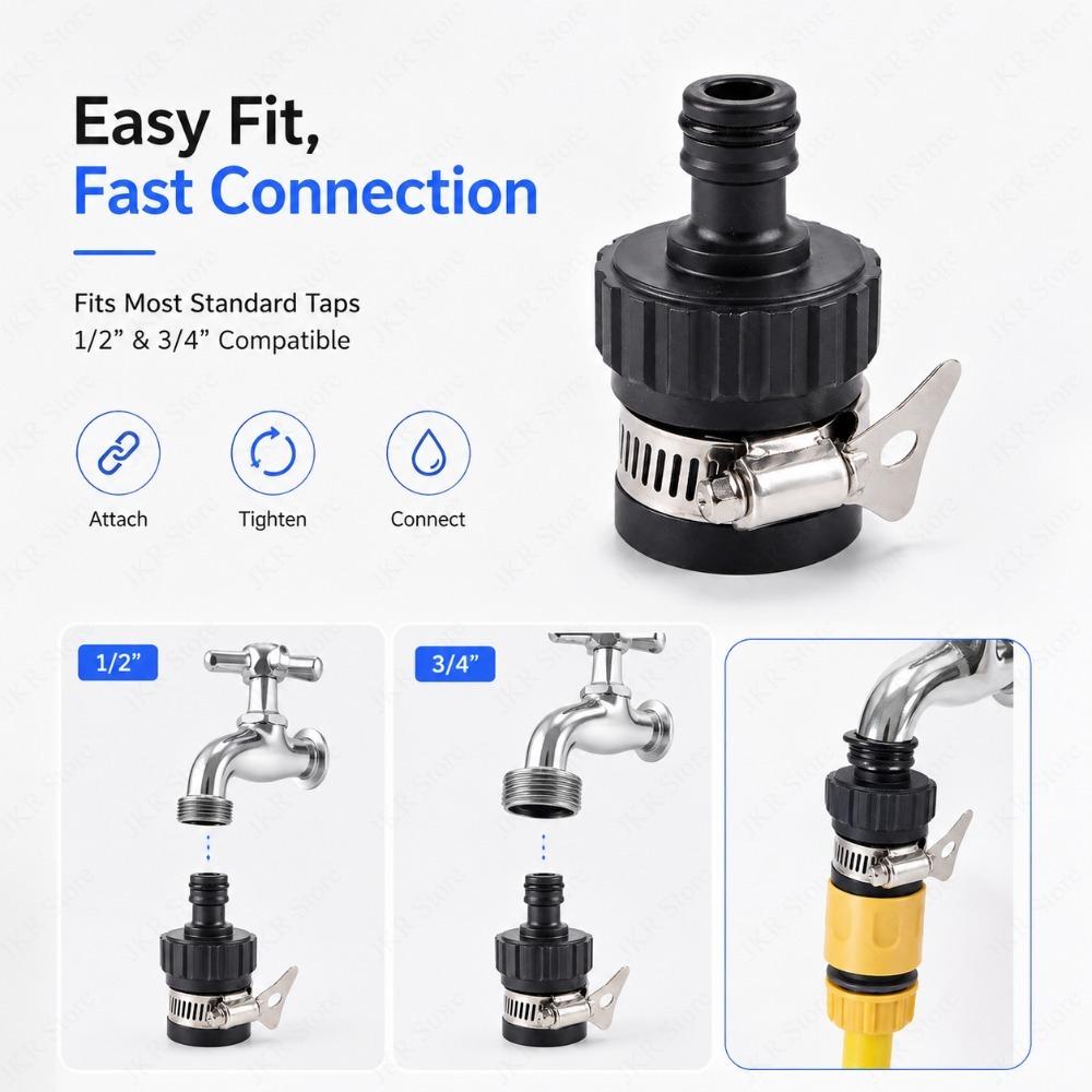 Garden Irrigation Faucet Adapter Plastic Hose Pipe Connector Universal Quick Connect Tap Fitting for Watering Car Washing