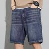 Summer denim shorts men's thin medium pants casual tooling shorts loose straight men's washed five-point jeans