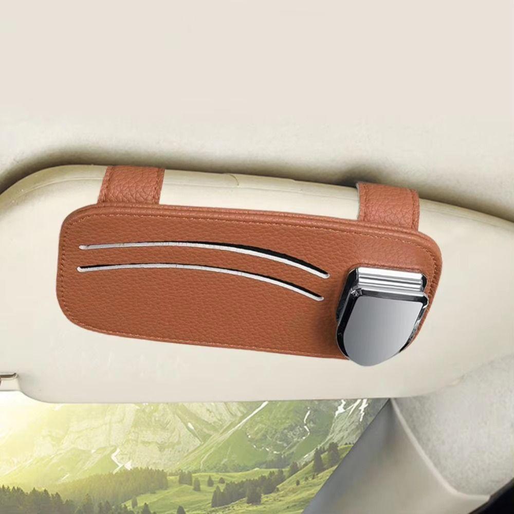 Leather Car Sunglasses Holder Expansion Space Sun Visor Storage Box Creativity Car Glasses Clip