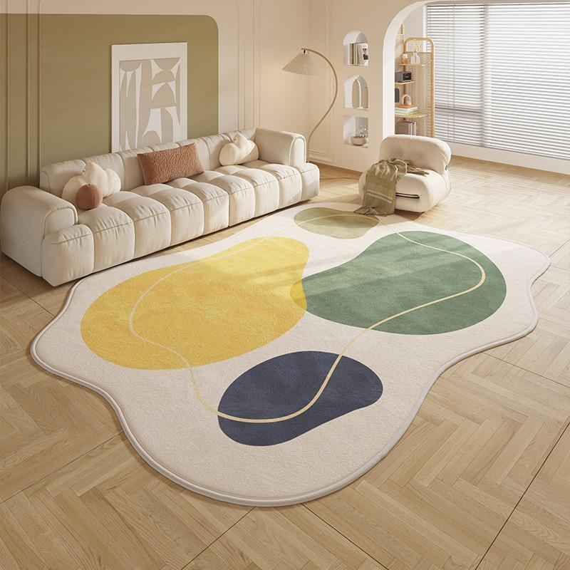 Onregelmatig Groen Slaapkamer Decor Tapijt Crème Stijl Tapijten voor Woonkamer Zacht Pluizig Nachtkastje Vormig Kleed Huis Antislip Vloermat 80x160cm