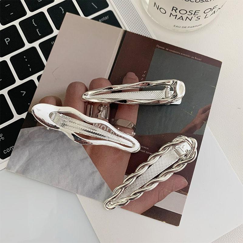 Exquisite Gold Silber Metall Hohl Haarspangen Süß Cool Pony Clip Stirn Gebrochenes Haar Entenschnabelspange Haarnadel Stil Kopfschmuck