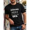 Men's Plus Size German Quote Mahen Das Herz Eines OPA (Measure the Heart of an Grandpa) T-Shirt - Black Cotton Loose Fit Casual Shirt with German