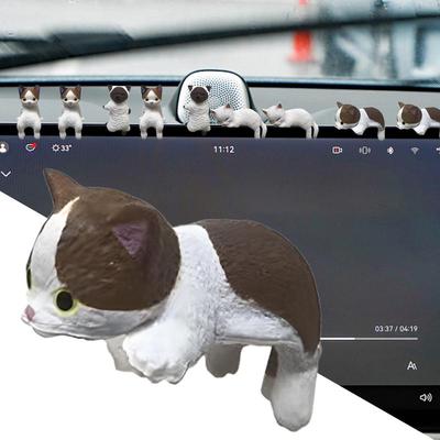 Random Style Cute Mini Cartoon Cat Ornaments Car Screen Figurine Edge Decoration Cat Micro Landscape Model Car Accessories Gifts