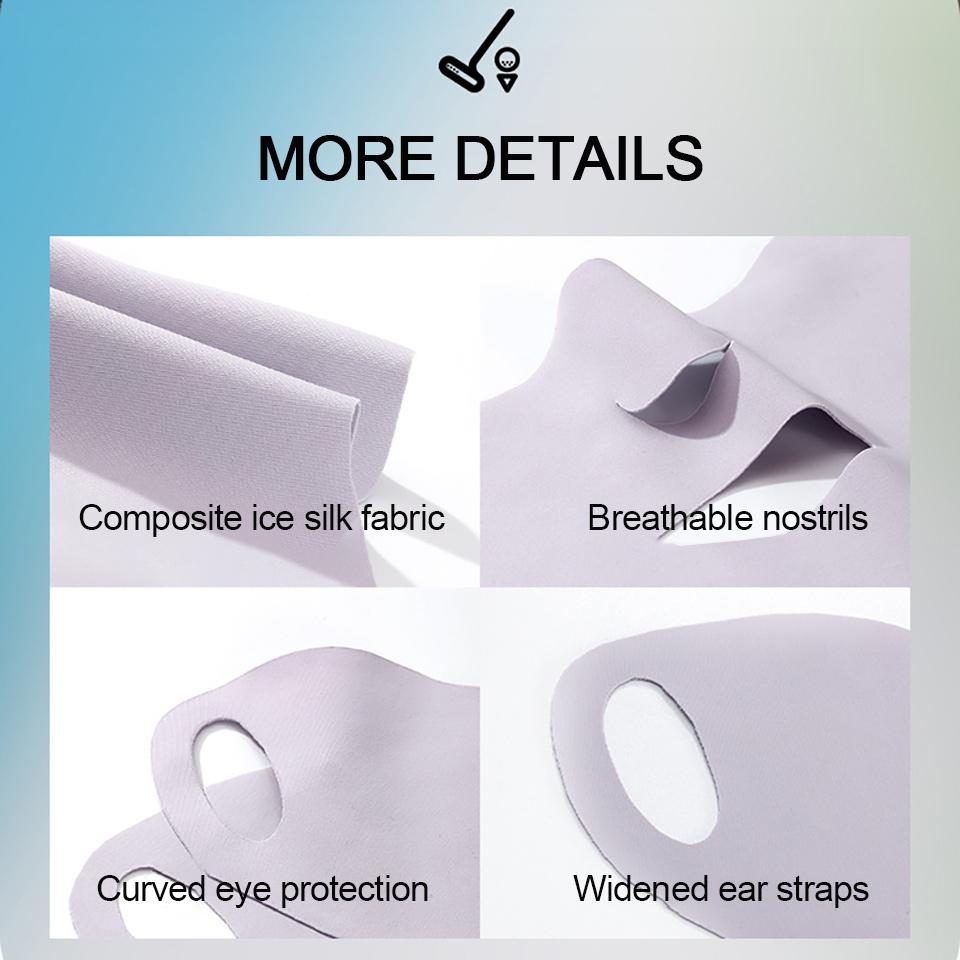 Gobygo 1Pcs Summer Ice Silk Sunscreen Mask Breathable Thin Moisturizing Mask Hanging Ear Type Sun Mask Outdoor Sports Men Women