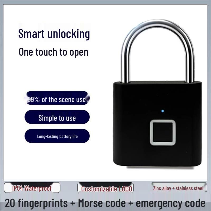 Waterproof Anti-Theft Fingerprint Smart Padlock - Stainless Steel Outdoor Lock