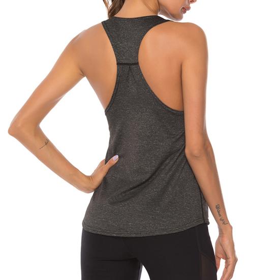 Workout Tank Solid Color Sweat-absorbing Breathable Relaxed-Fit Sleeveless Fitness Polyester Women Athletic Yoga Top Fitness Vest for Girl