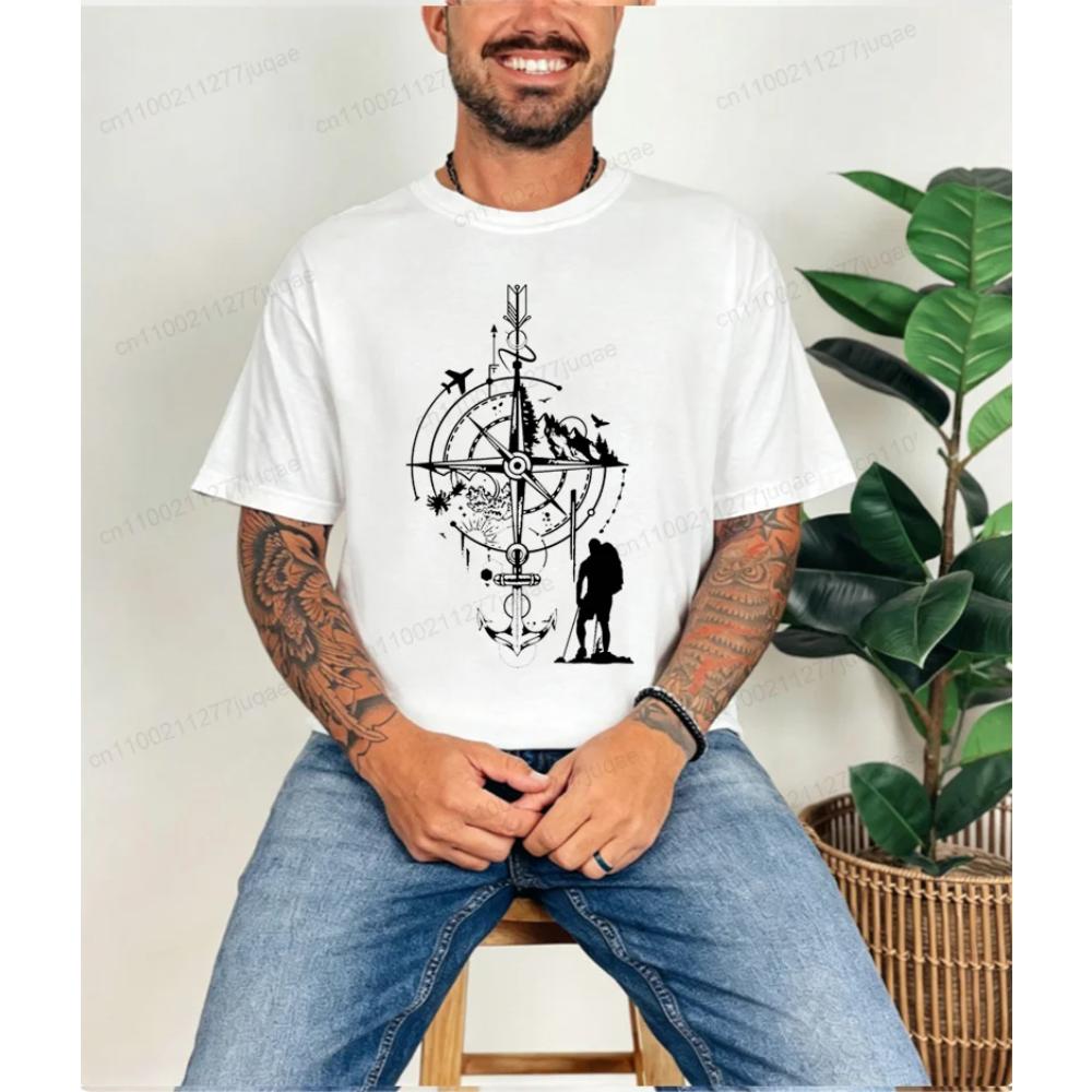 Herren bedrucktes Baumwoll-Oberteil Modisch Vielseitig Kurzarm Bequem Einfache T-Shirts Herren