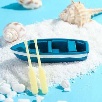 Ornement de Paysage Bateau Bleu et Rames Figurine de Bateau en Résine Ornement de Paysage Miniature Ornement de Jardin de Fées Accessoires de Maison de Poupée