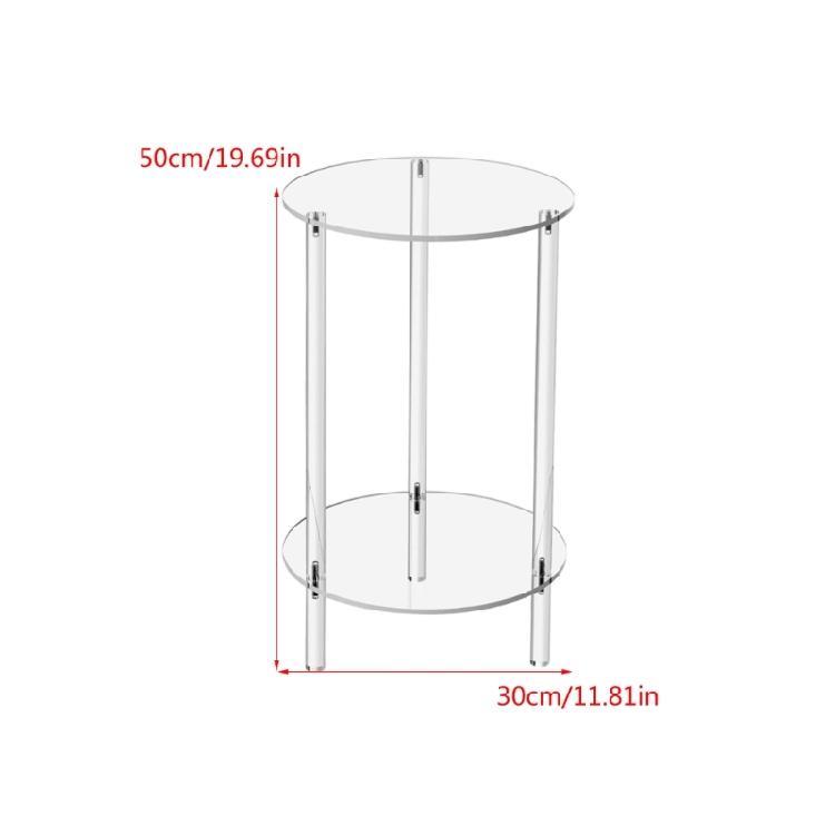Space Saving Efficient Acrylic Side Table Display Rack with Storage Shelf, Small End Table for Living Room Bedroom