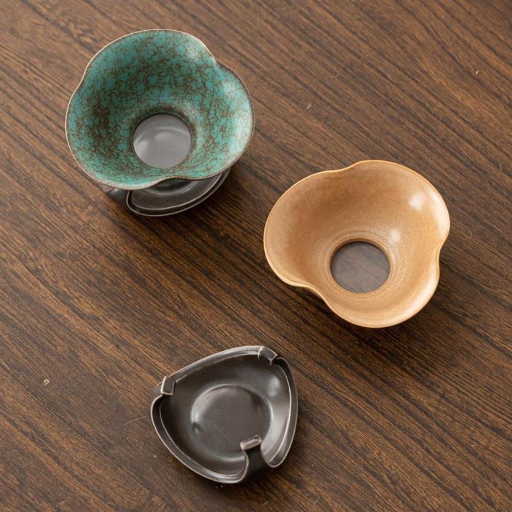 Retro Tea Leaf Filter Kiln Baked Tea Separator Tea Filter Ceramic Tea Strainers Office