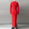 Elegant European & American Rhinestone Beaded Long-Sleeve Slim Fit Party Dress