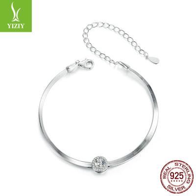 Einfaches und klassisches 50-Punkt-Mozzarella-Diamant-Schlangenknochenarmband, glänzender eleganter Stil S925 Sterlingsilber Armband Schmuck