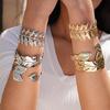 Vintage Ginkgo Leaf Butterfly Open Cuff Bangle Gold Silver Wide Statement Bracelet For Women Boho Party Jewelry