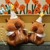 Birthday Hat Capybara Plush Toy Simulation Capibara Fluffty Doll Capybara Plush Doll  Home Decor