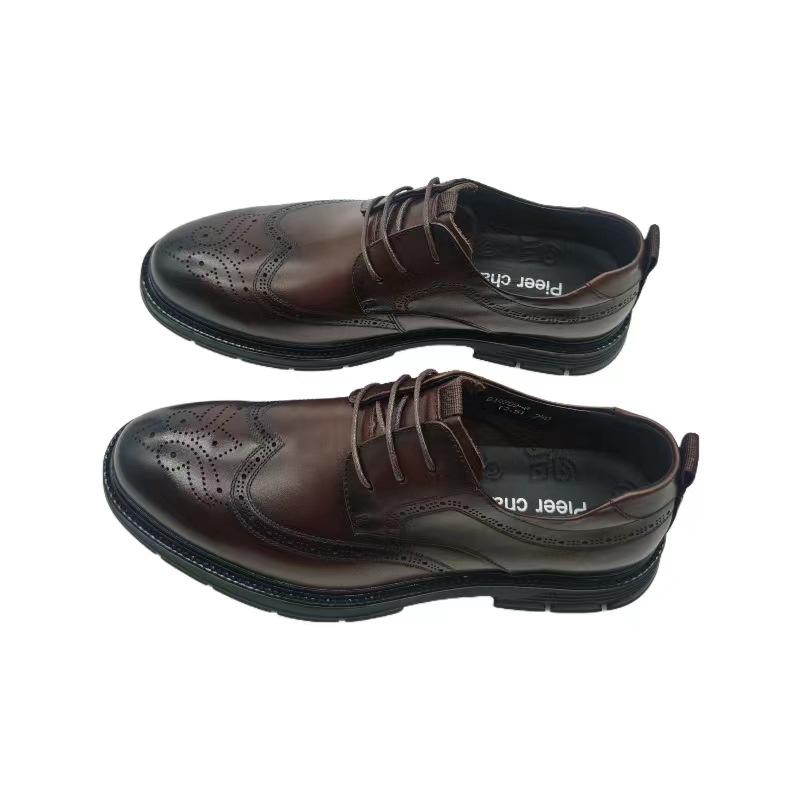 Leather Men'S Leather Shoes Brown Lace-Up Men'S Shoes Brock Business Shoes 19709-8