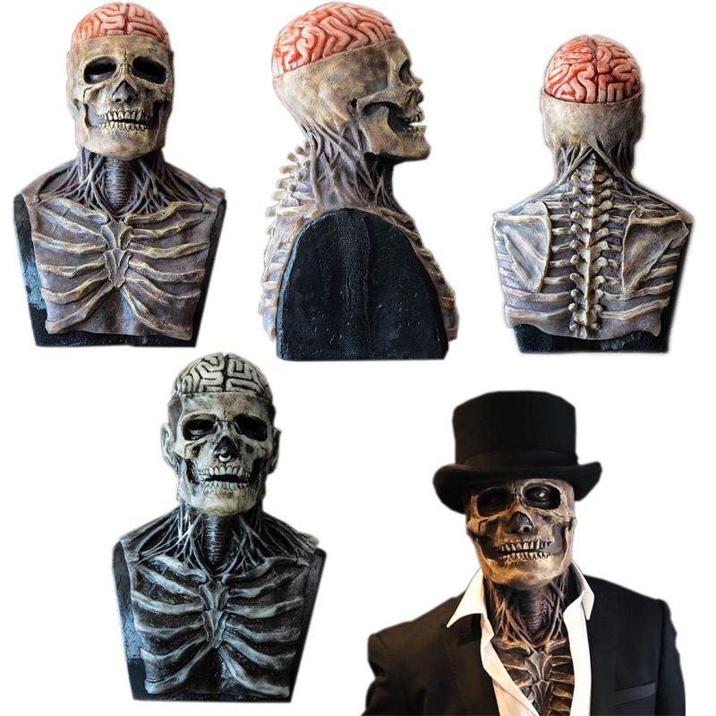 Mask Skeleton Biochemical For Halloween Props Silicone Full Cover Head Hat With