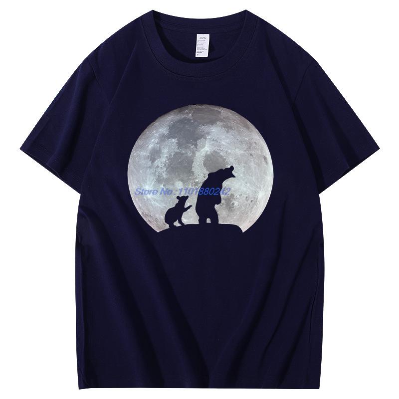 Summer Mens Short Sleeve Tee Cotton Tshirt Full Moon Grizzly Funny Graphic Tee New Arrival Goods Fashion Tops Tshirt
