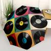 Retro 60s/70s Music-Themed Vinyl Record Umbrella with 8-Rib Durable Iron Frame - Open/Close, Folding Portable Design & Vintage