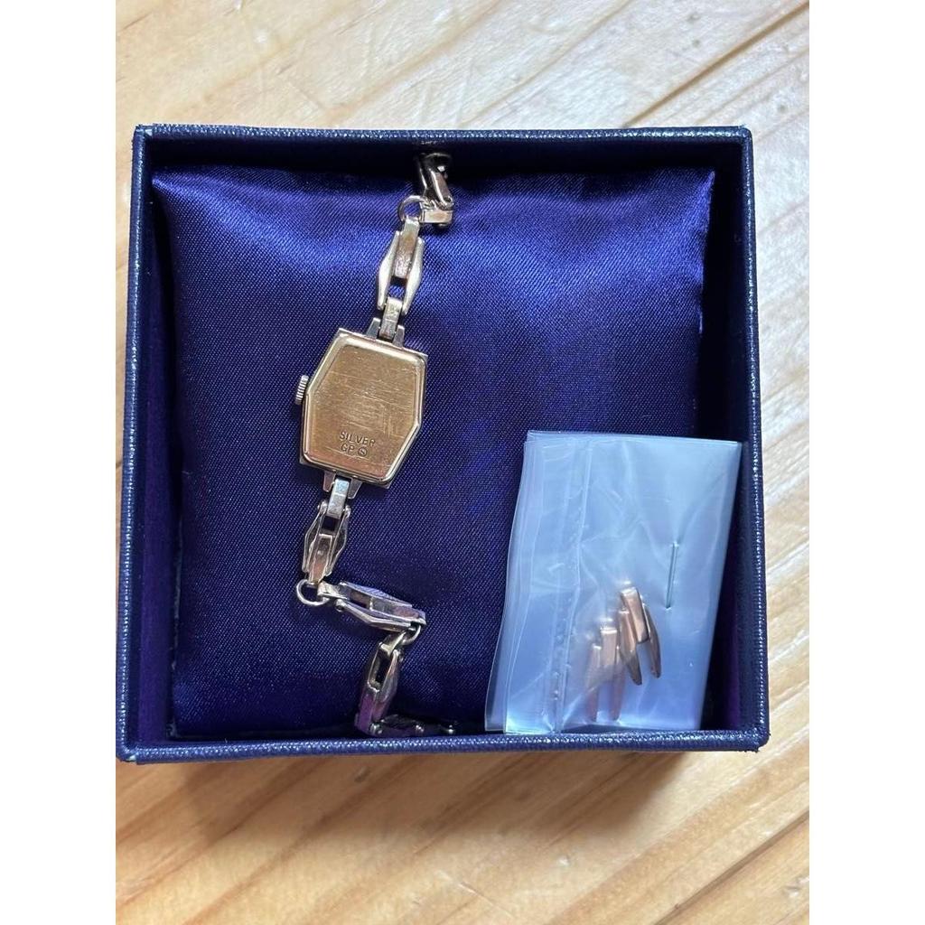 Used agete women's watch pink gold square type