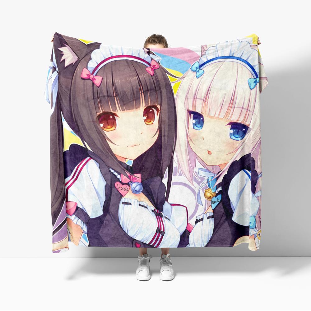 Anime Nekoparas Flanne Blanket Soft comforter sets throw for Couch Warm Flannel Blankets Bedroom Kawaii Cute