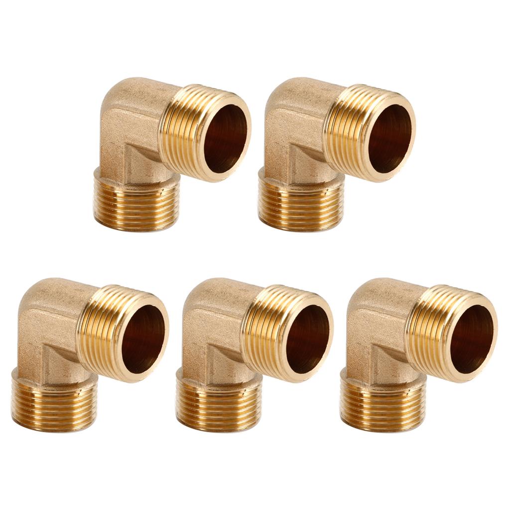 Pack of 5 Brass Elbow Threaded Fittings Corrosion Resistant Threaded Elbows Set Pipe Connectors Set for Plumbing System