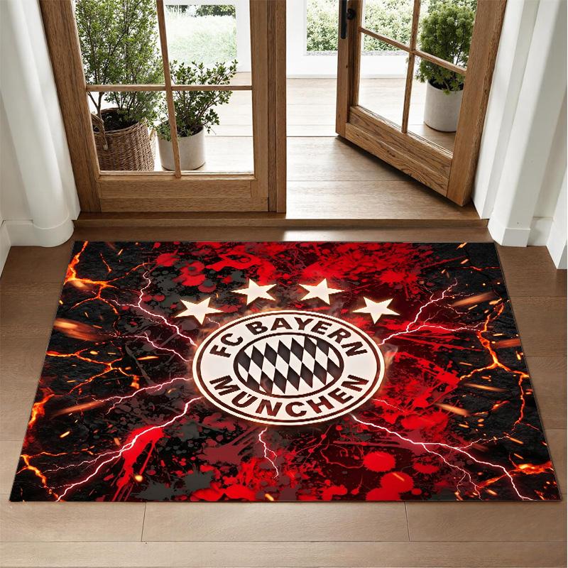 Bayern Munich Design Crystal Velvet Rug Soft Decorative Mat for Bedroom Entrance