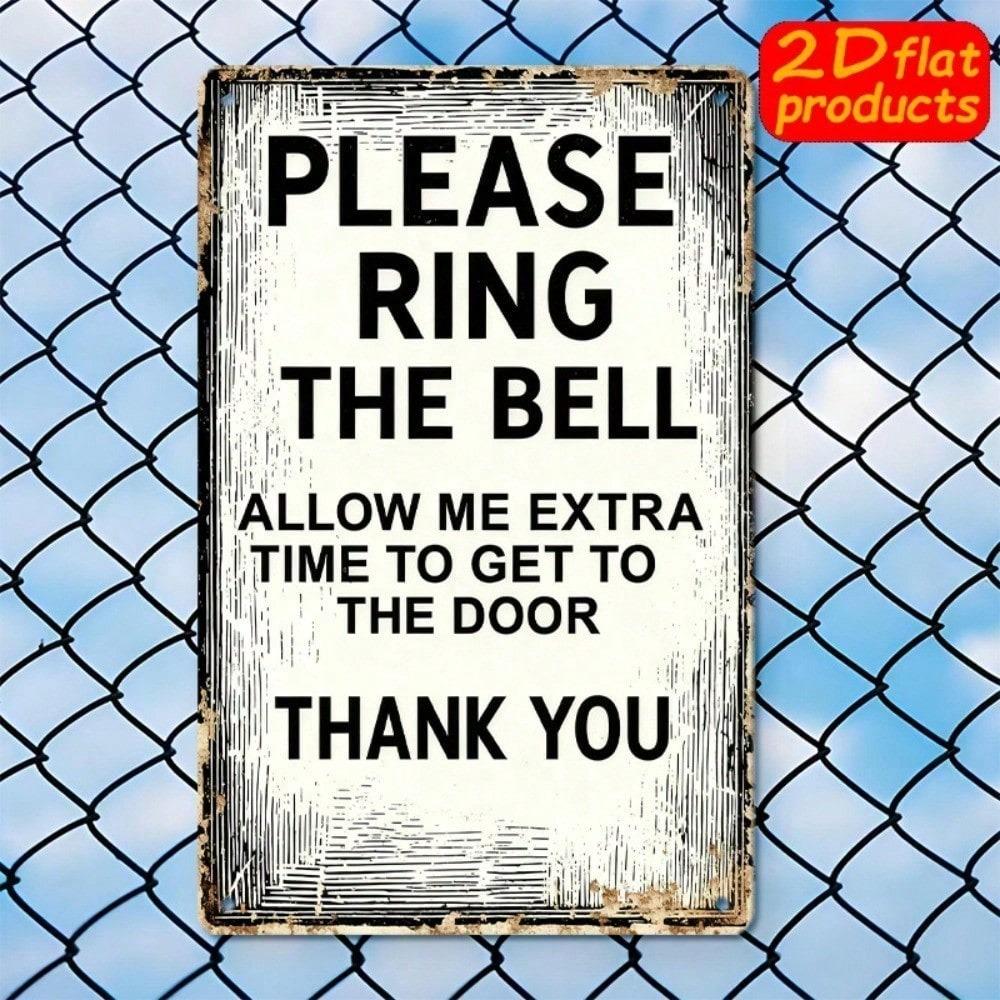 1pc 2D Flat Please Ring Bell Sign, Chinese English Bilingual Door Plaque with Bell Icon, Outdoor Entryway Warning Decor