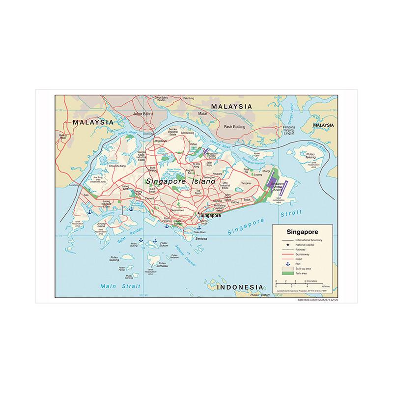 Mappa di Singapore Mappa Stradale Mappa del Terreno Cittadino e del Porto Articoli da Viaggio Poster Decorazioni Immagini Arredamento per la Casa Educazione Culturale