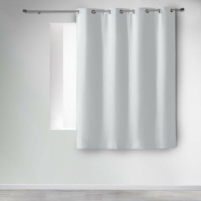 Rideau Occultant - Uni - Blanc - 140 X H180 Cm - 100% Polyester - Œillets Argent