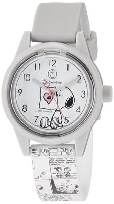 SmileSolar Smile Analog Watch with Snoopy Waterproof Urethane Comic White Q&Q (Q&Q Solar) Solar-Powered Design, Strap, RP01-808,