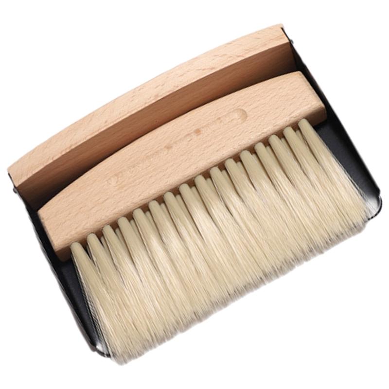 Przenośny Zestaw Szufelki i Zmiotki z Drewna Bukowego Przenośna Szczotka do Czyszczenia i Szufelka Tekstura Drewna Bukowego Odpowiedni do Użytku z Ekspresem do Kawy