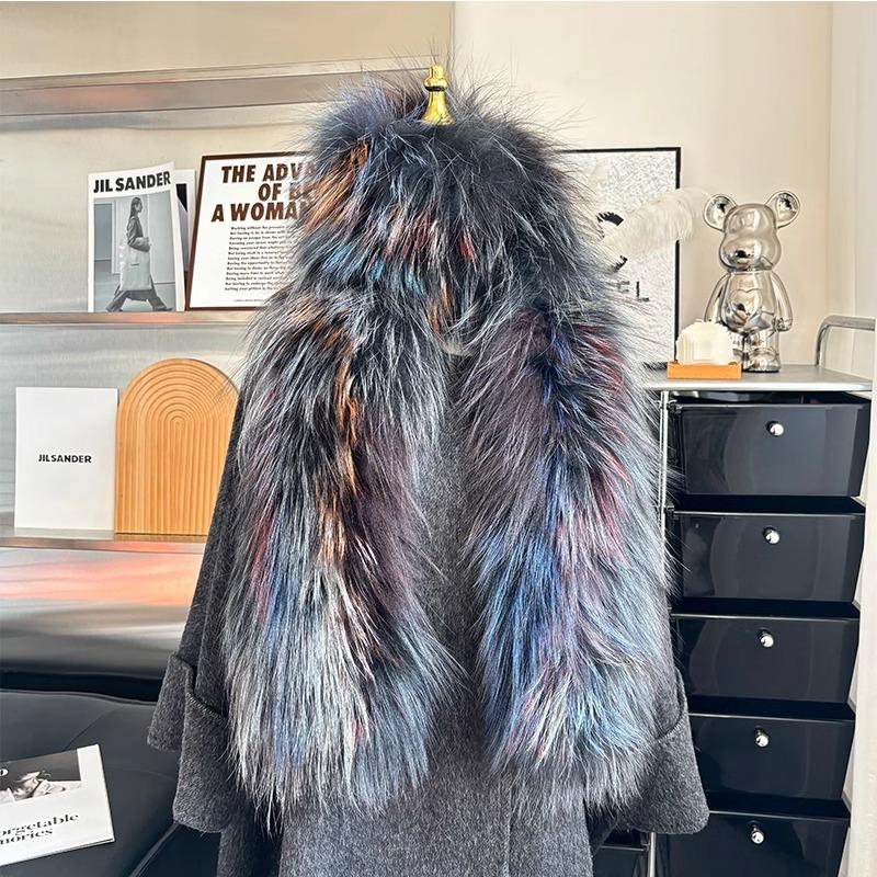 Temperament Fox Fur Scarf Hand-woven Wool Collar Warm In Autumn and Winter Plus Long Hair Fur Scarf Women