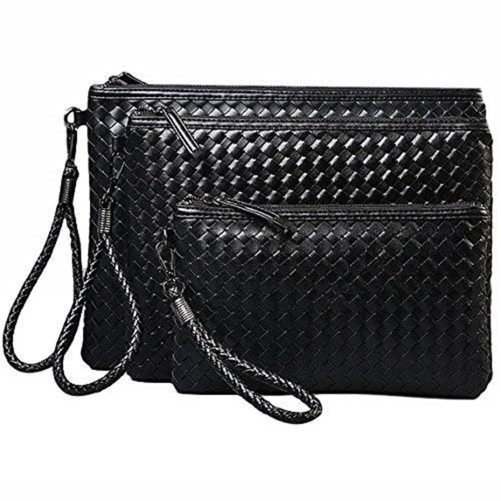 Braided Leather Clutch Second 3 Small [cmy select] Men's Bag, Bag, Sizes, Black,