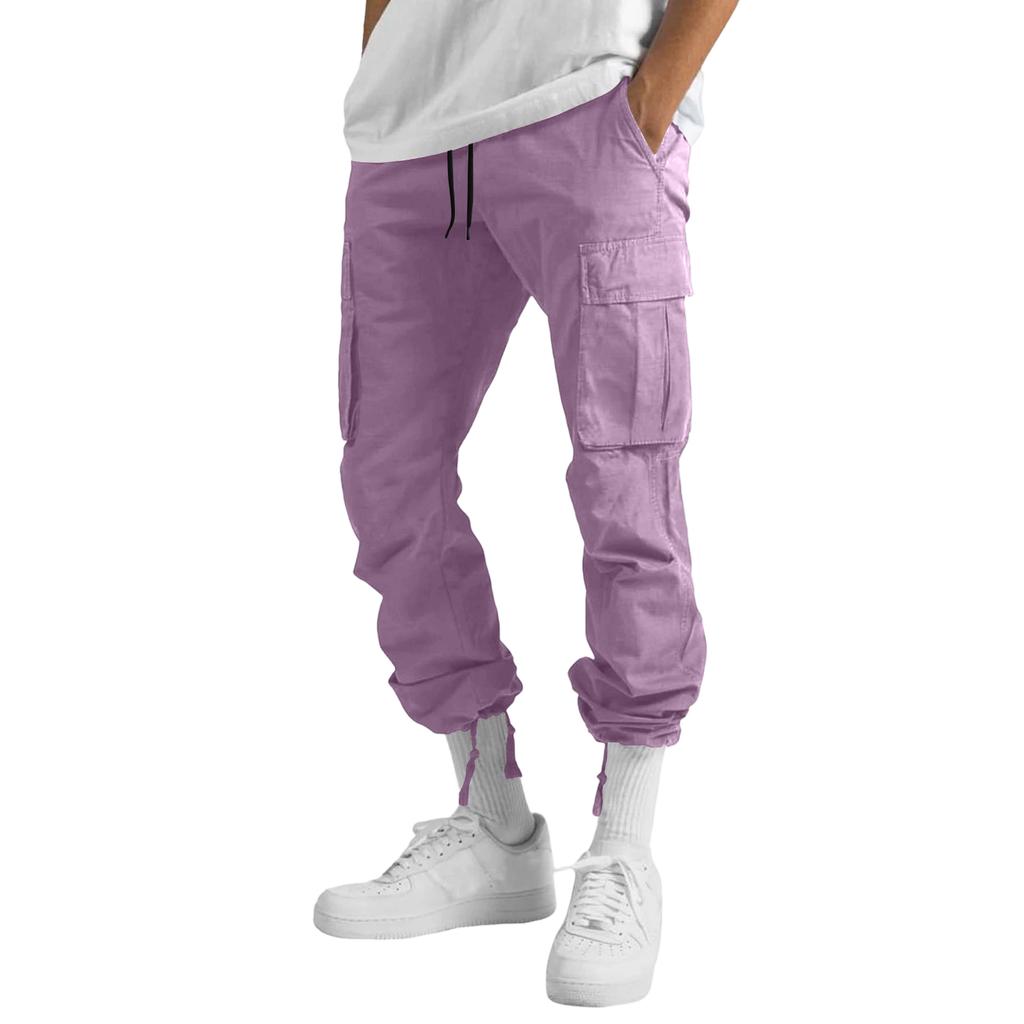 Pantaloni da Lavoro da Uomo con Coulisse e Tasche Multiple, Pantaloni Lunghi Casual