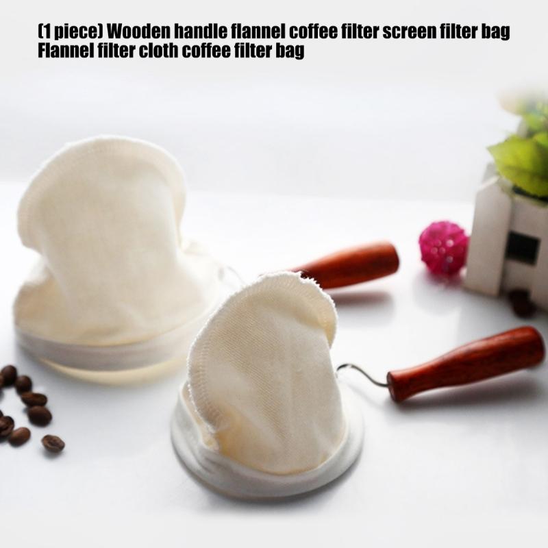 Holzgriff Flanell Kaffeefilterbeutel Waschbarer Stoff Kaffeesocke Sieb Teefilter Für Pour Over Zubereitung Mit
