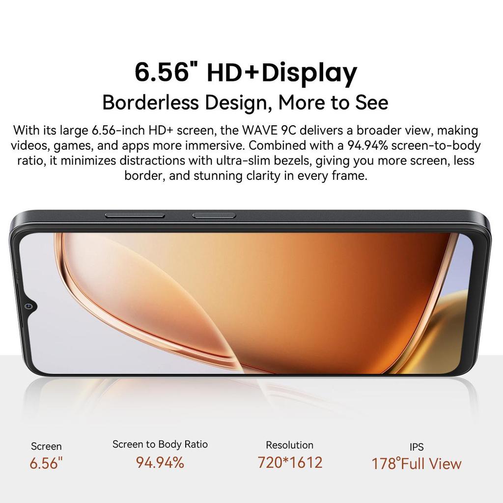 Blackview WAVE 9C  Android 15 6.56-inch HD+ Display Octa-core Unisoc Tiger T603 4GB/8GB RAM 64/128GB ROM Smartphone