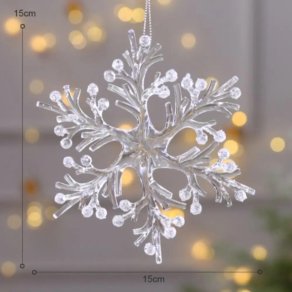 Acrylic Crystal Christmas Tree Pendants Stereoscopic Clear Xmas Tree Hanging Ornaments DIY Angel/Elk/Angel Snowflake Piece Gift