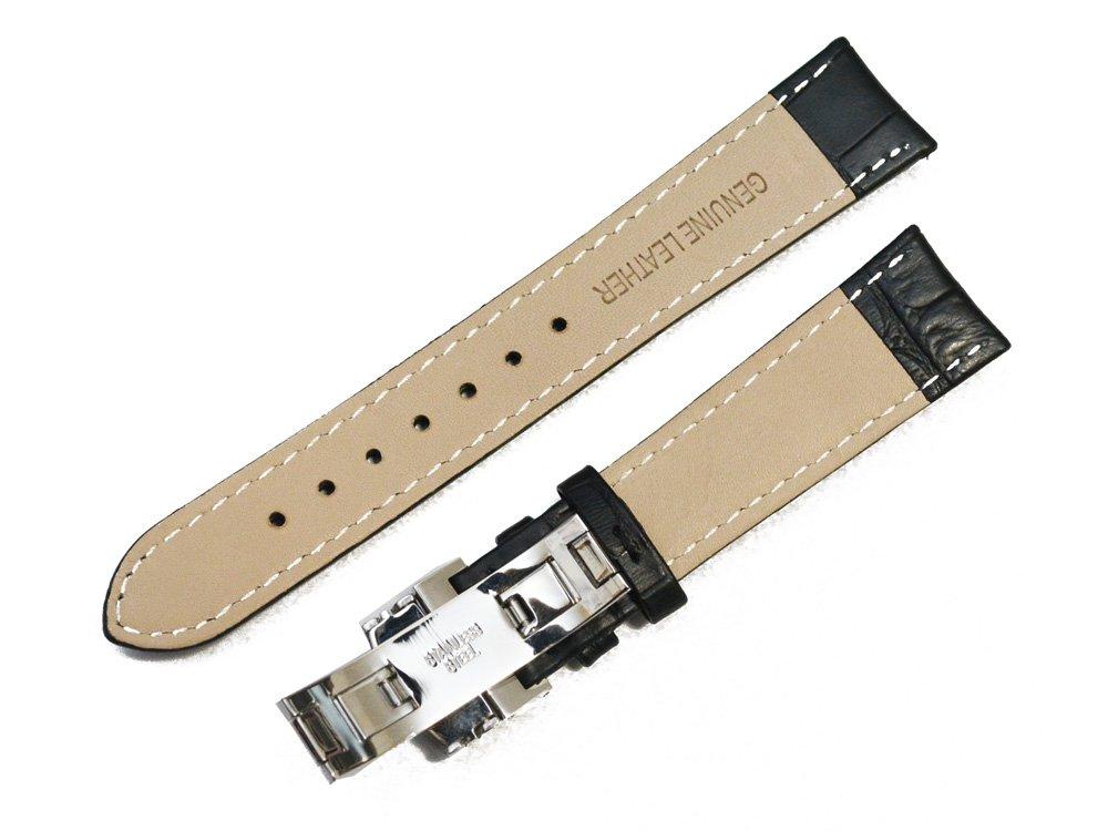 King Watch Parts Compatible with Bulgari Solo Tempo ST42 Belt Aftermarket Product Embossed Croco with D Buckle Black [Import Original] 23/20mm