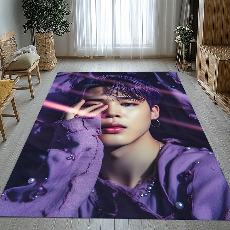 Jimin Kpop B-BTS Star Living Room Non-Slip Area Rug Soft Carpet for Bedroom Kids Playroom Sofa,Home Decor Doormat Gift