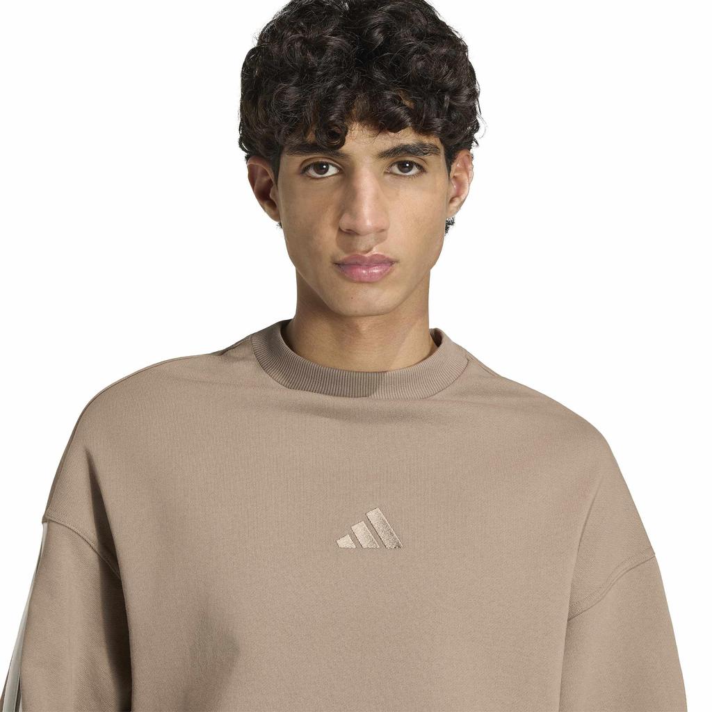 KIT Sweat Crew BW222 XS [Adidas] 3-Stripes Men's Khaki/Off-White (KW2388)