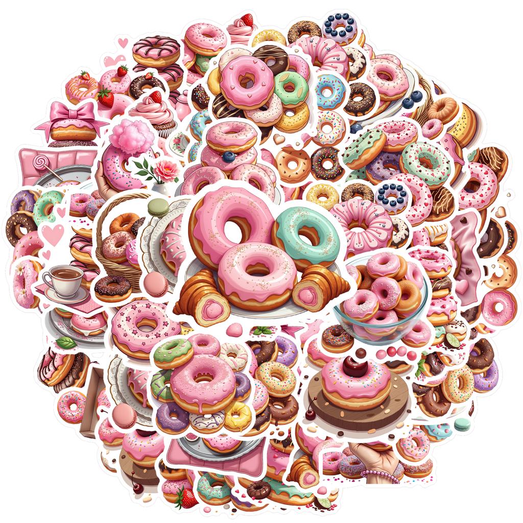 35-100pcs Sweet Donut Stickers Cute Stickers Aesthetic Kawaii Diy Travel Luggage Fridge Decal Graffiti Sticker