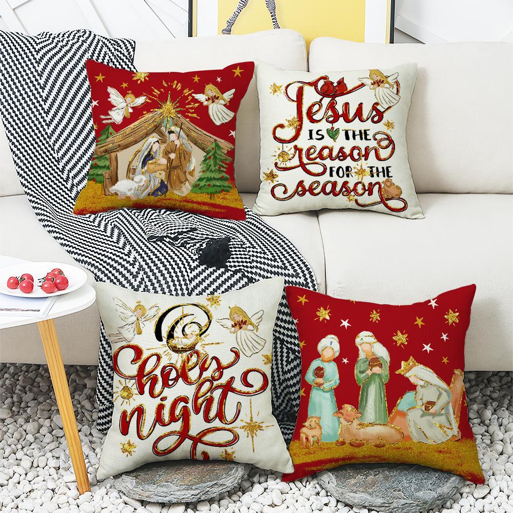 New Jesus Christmas Pillow Cover Home Atmosphere Decoration Sofa Cushion Letter Print Pillow Cushion