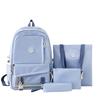 New Casual Middle School School Bag Trendy Brand Large Capacity Solid Color Backpack Four Piece Set High Value Backpack Men