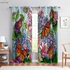 Window Curtains Floral Butterfly Print Curtains Pastoral Style Bedroom Living Room Kitchen Decorative Curtains 2 Pieces