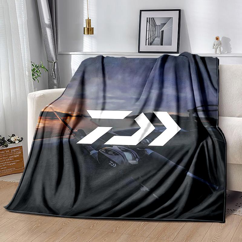 Fishing D-Daiwa printed throw blanket—lightweight,soft,warm;versatile blanket for all seasons—perfect as &air-conditioning throw,nap blanket