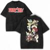 Japanese Fairy Tail Anime Graphic T Shirt Harajuku Washed Tshirt Unisex Women Clothing Oversized Cotton Short Sleeve Tees